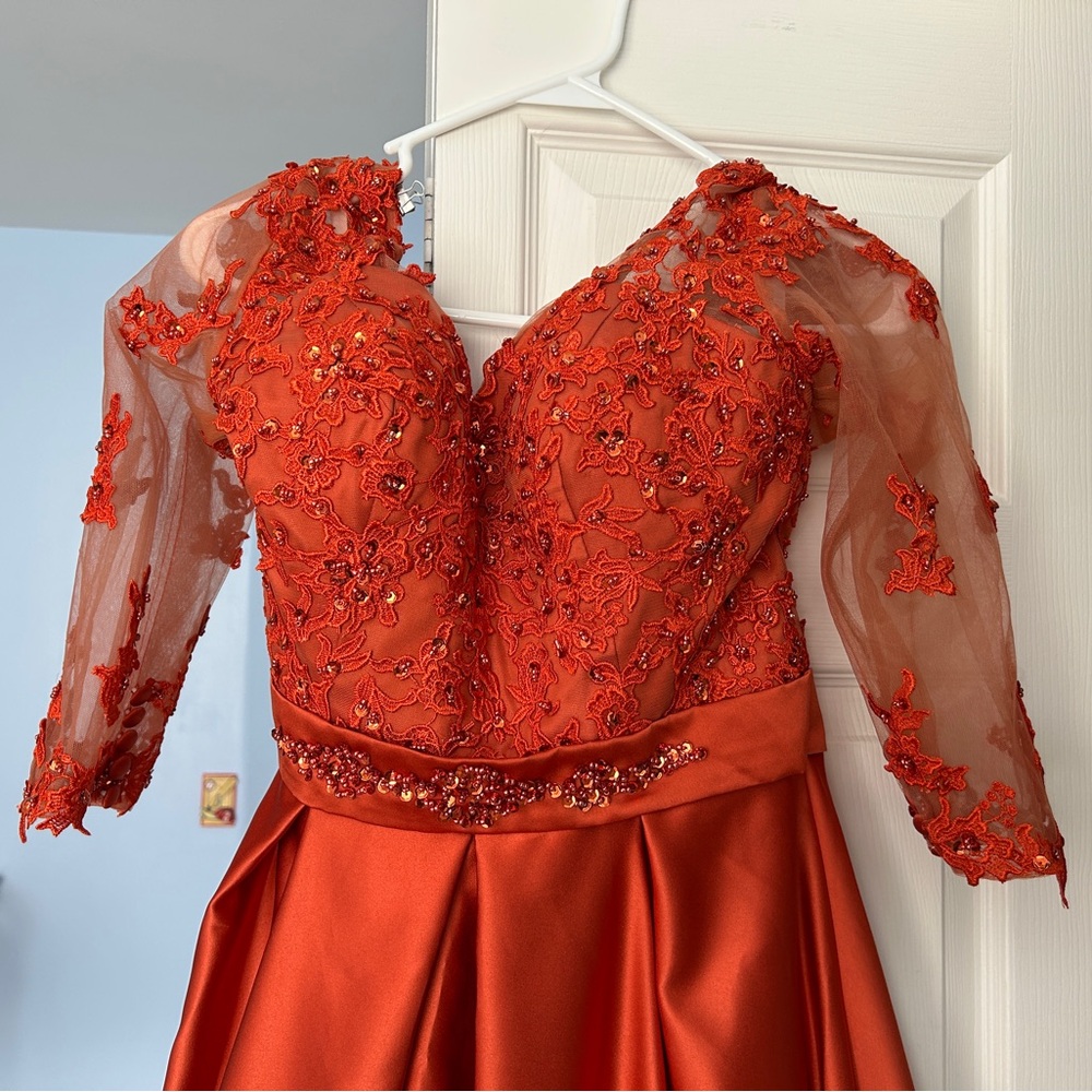 Formal Burnt Red Dress Ballgown
